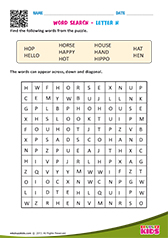 Word Search with letter h